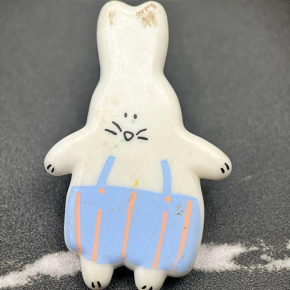 Vintage Hallmark Cards White Enamel Easter Boy Bunny Rabbit Holiday Brooch Pin